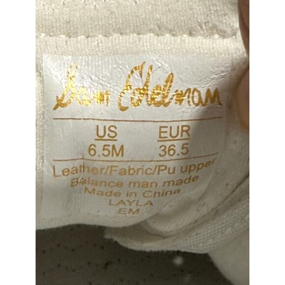 Sam Edelman Layla EM Sneakers Leather Women's Size 6.5 M EU 36.5 White Lace Up - Picture 2 of 10